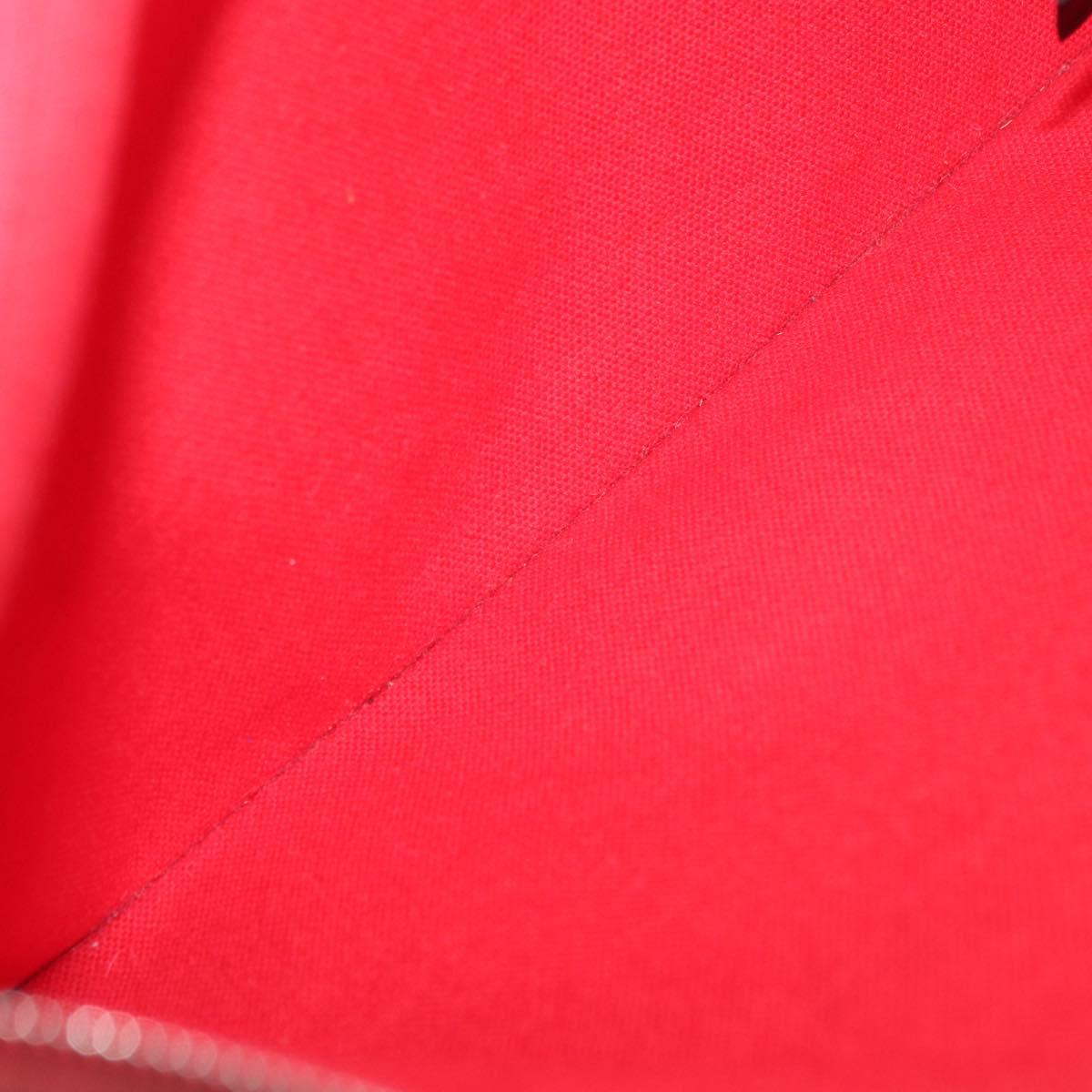 HERMES Pouch Clutch Bag Canvas Red Silver Auth BA12990