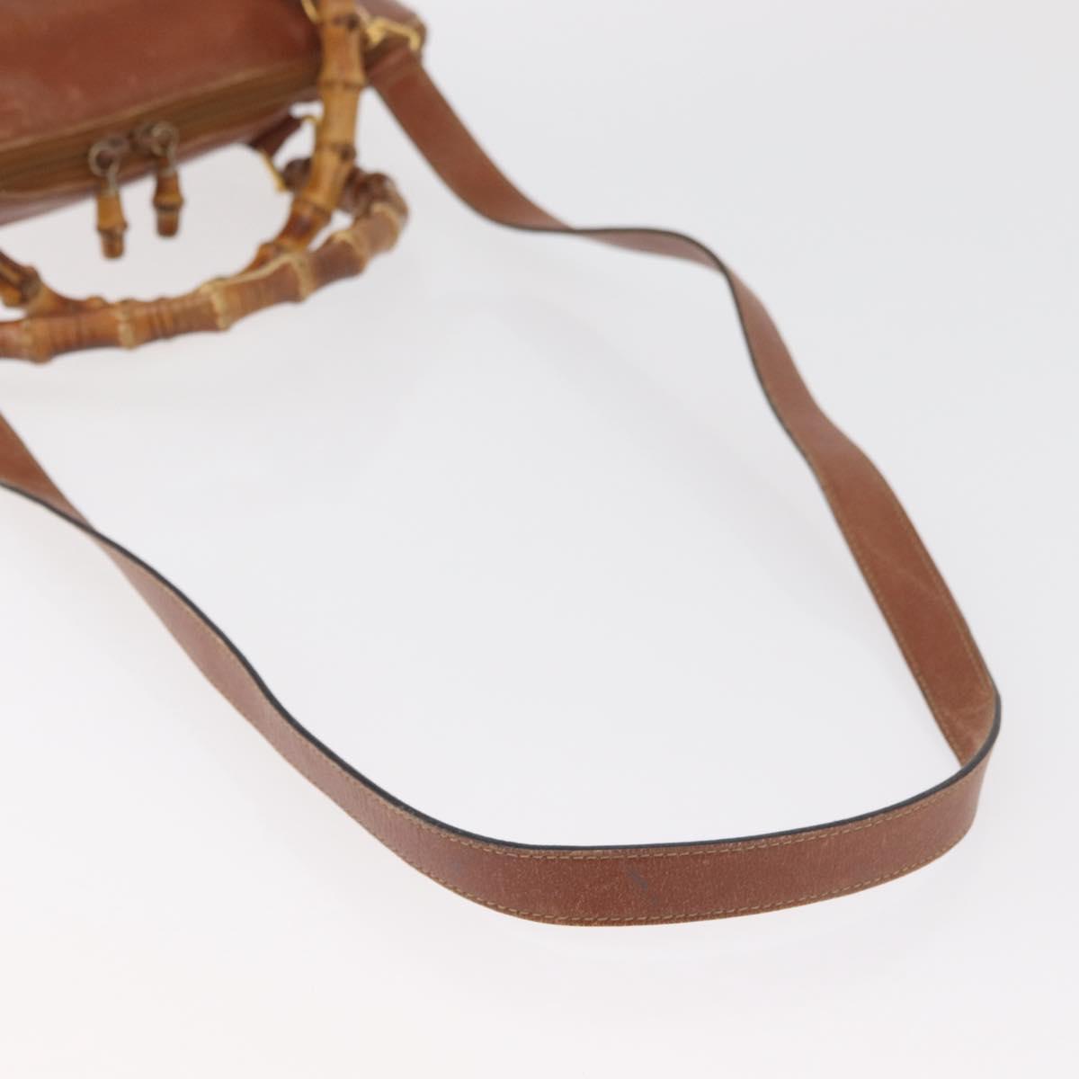 GUCCI Bamboo Hand Bag Leather 2way Beige Gold 000 1448 0289 Auth BA12991
