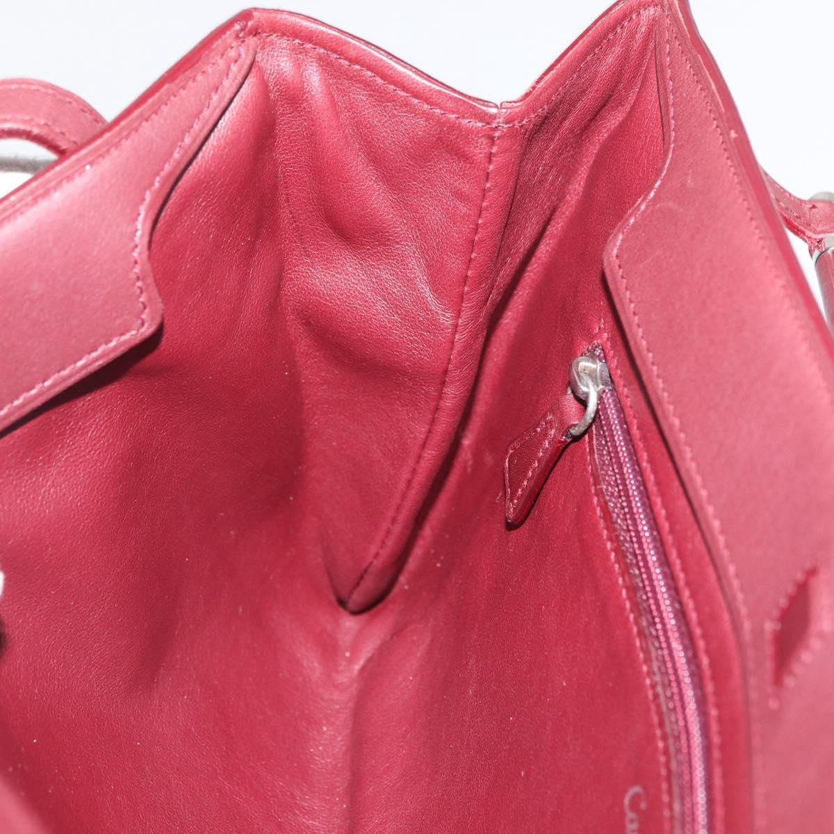 CARTIER Hand Bag Leather Bordeaux Silver Auth BA12993A