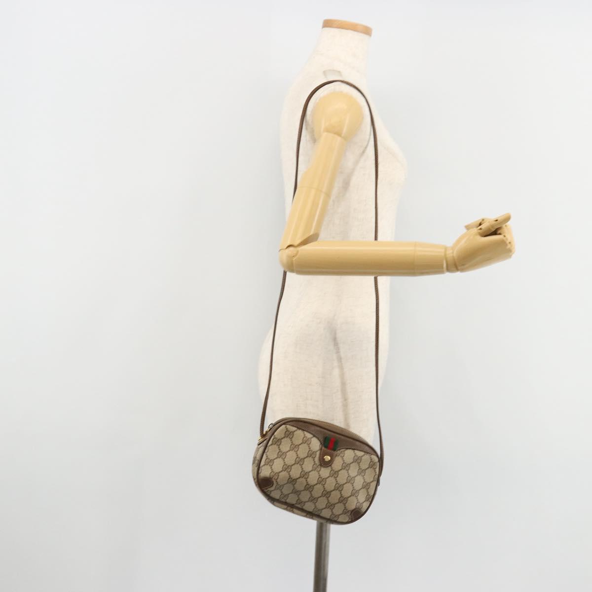 GUCCI GG Supreme Web Sherry Line Bag PVC Beige Gold 89 02 066 Auth BA12995