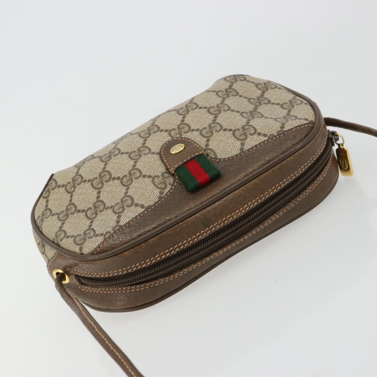 GUCCI GG Supreme Web Sherry Line Bag PVC Beige Gold 89 02 066 Auth BA12995