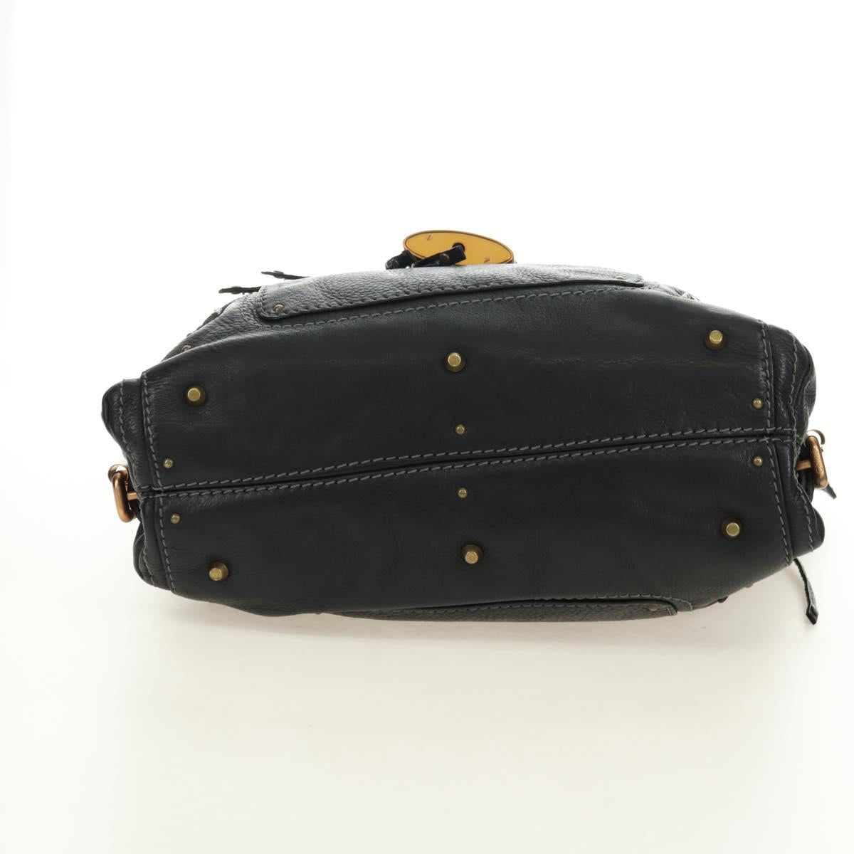 Chloe Paddington Shoulder Bag Leather Black Gold Silver Auth BA12997M