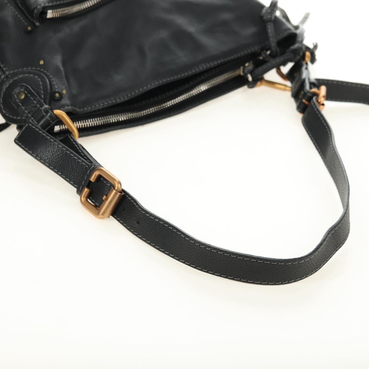 Chloe Paddington Shoulder Bag Leather Black Gold Silver Auth BA12997M