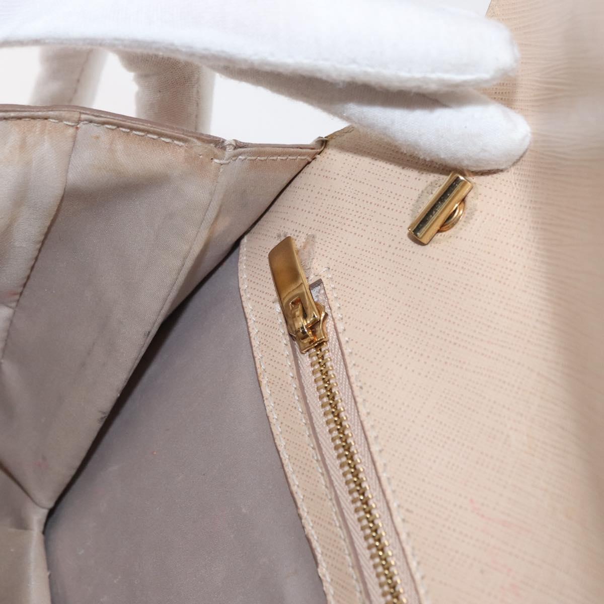 Salvatore Ferragamo Vala Chain Shoulder Bag Leather Gold Beige Auth BA13006