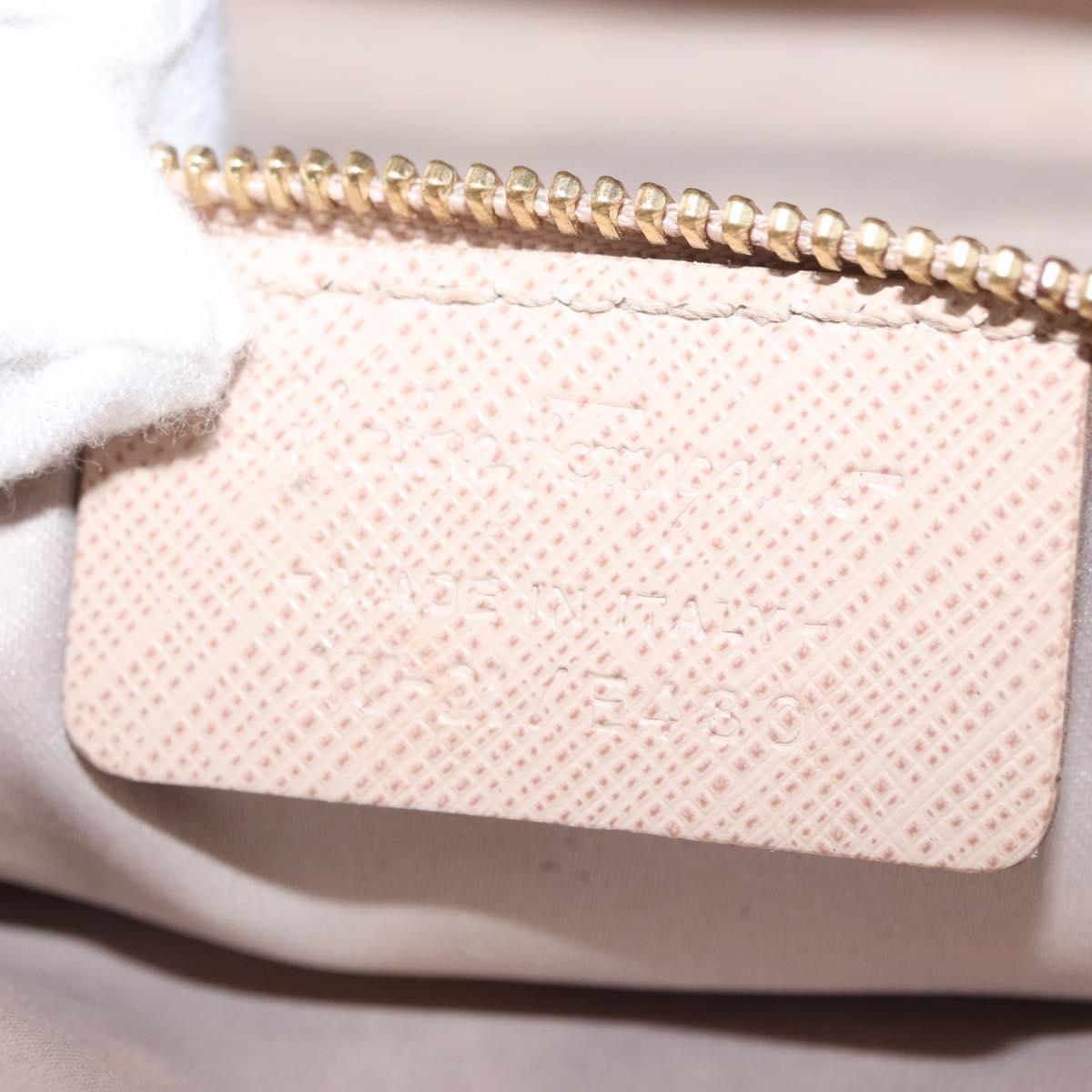 Salvatore Ferragamo Vala Chain Shoulder Bag Leather Gold Beige Auth BA13006