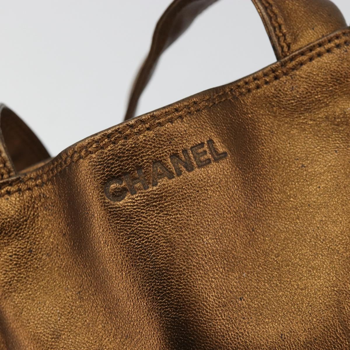 CHANEL Shoulder Bag Leather Bronze Gold CC Auth BA13008A
