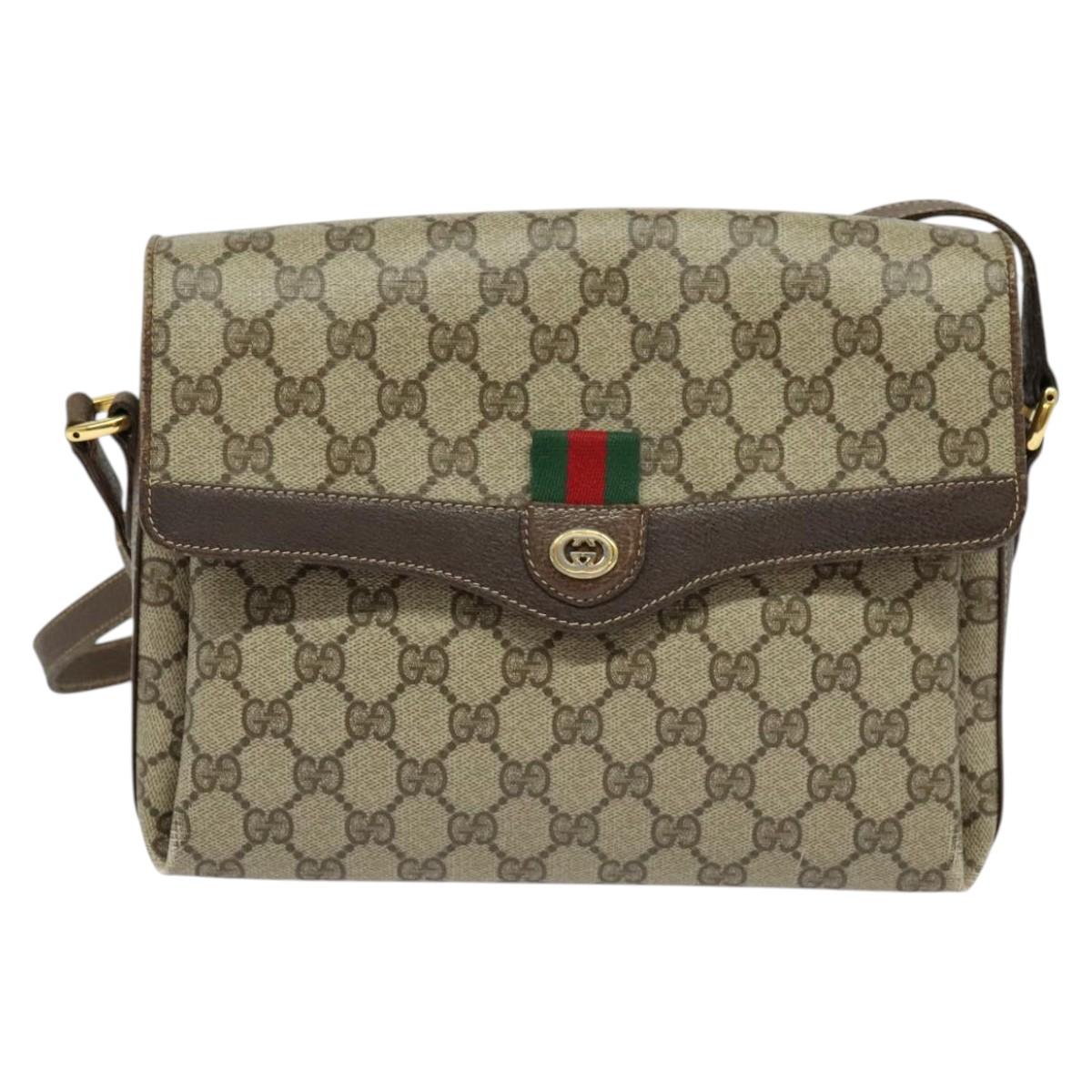 GUCCI GG Supreme Web Sherry Line Shoulder Bag PVC Beige 904 02 084 Auth BA1301