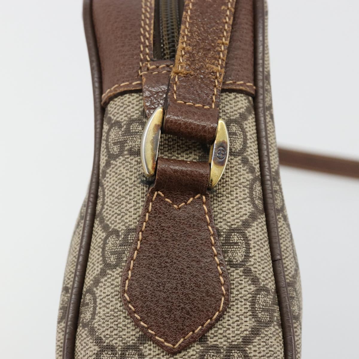 GUCCI GG Supreme Web Sherry Line Bag PVC Beige Gold 001 50 6655 Auth BA13016