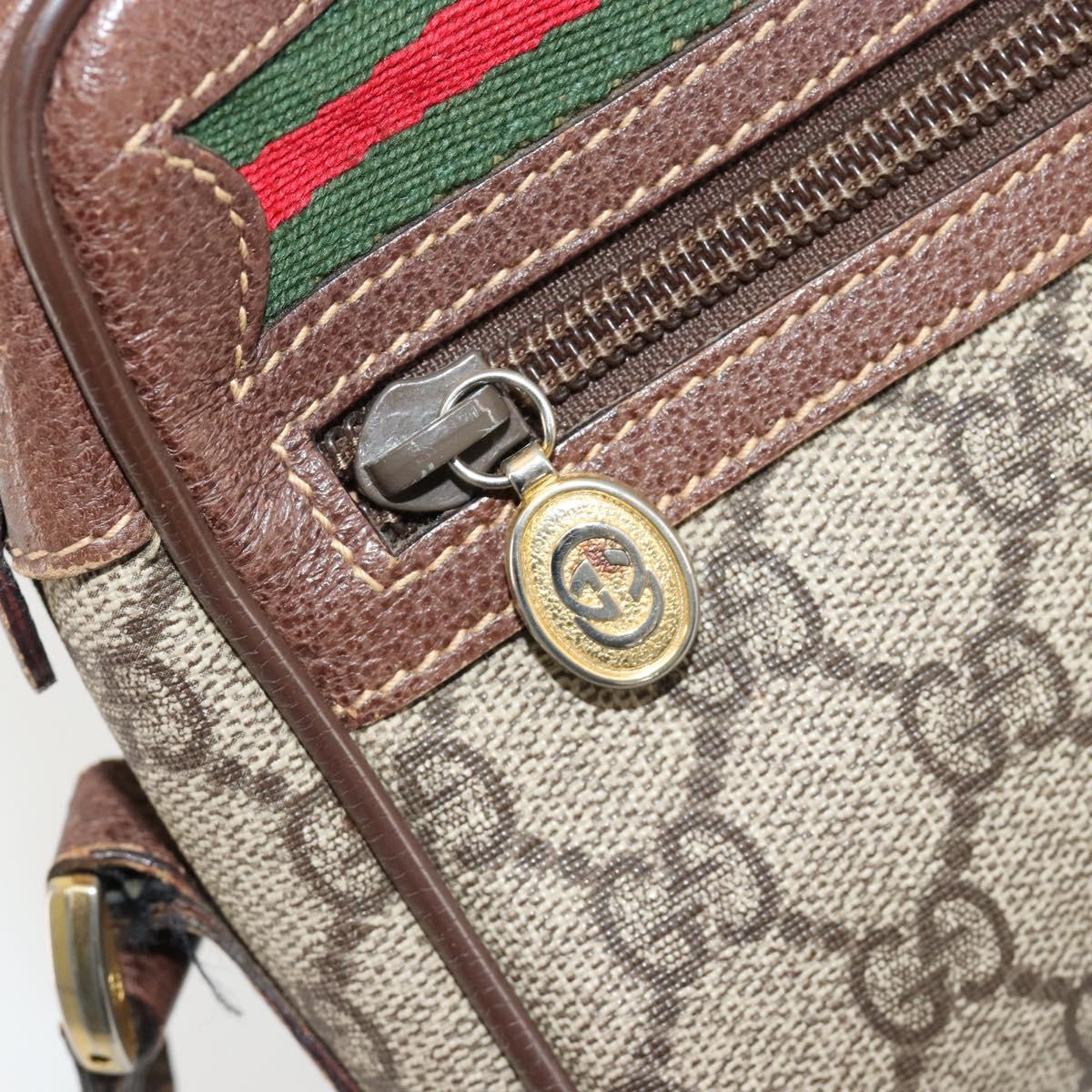 GUCCI GG Supreme Web Sherry Line Bag PVC Beige Gold 001 50 6655 Auth BA13016