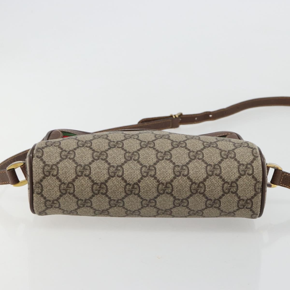 GUCCI GG Supreme Web Sherry Line Bag PVC Beige Gold 001 50 6655 Auth BA13016