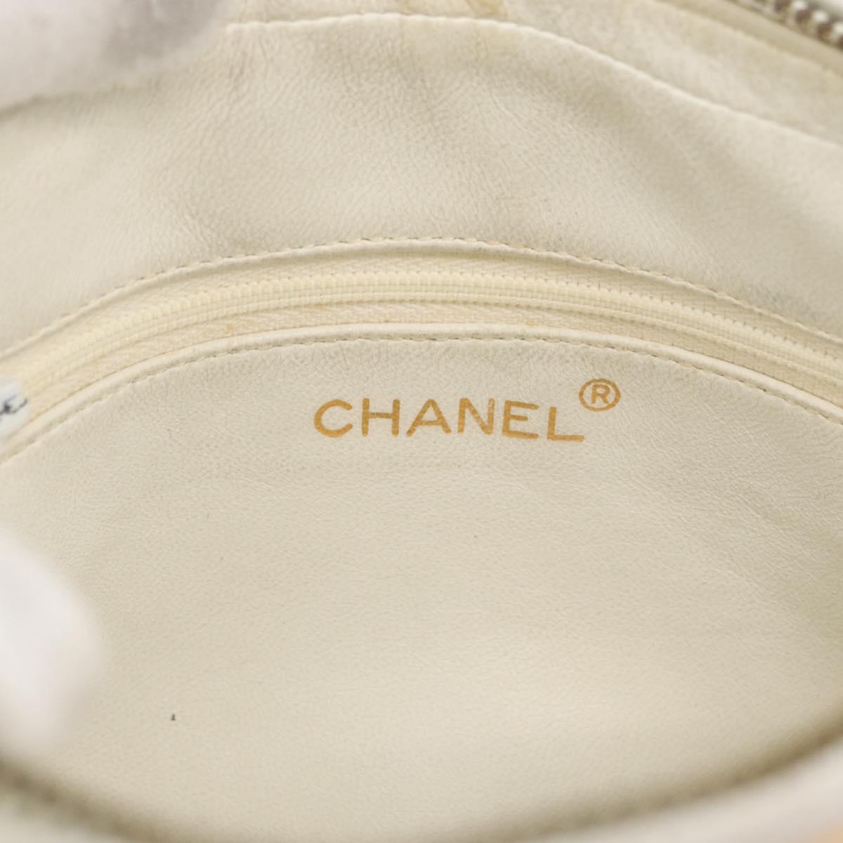 CHANEL Matelasse Chain Shoulder Bag Patent Leather Ivory Gold CC Auth BA13017