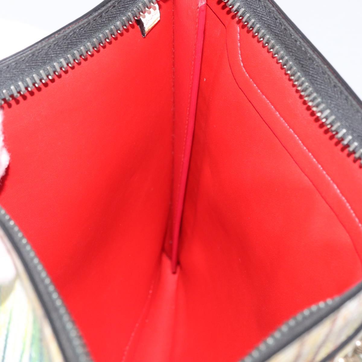 Christian Louboutin Clutch Bag Leather Multicolor Silver Auth BA13018A