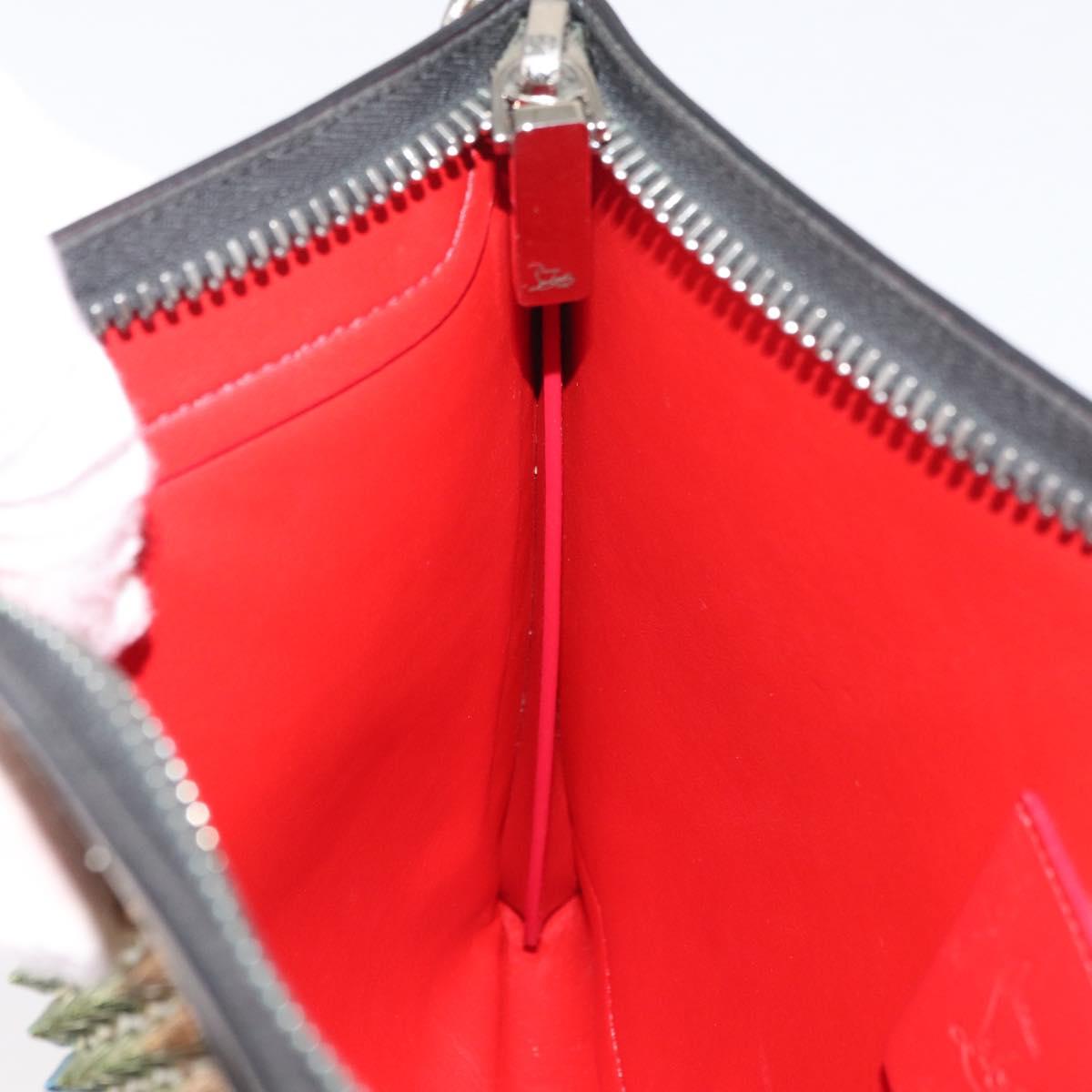 Christian Louboutin Clutch Bag Leather Multicolor Silver Auth BA13018A