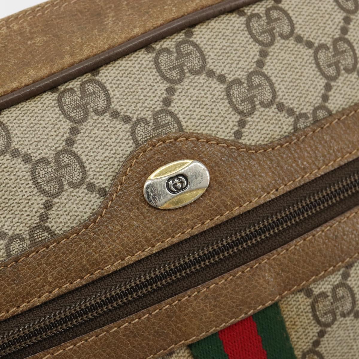 GUCCI GG Supreme Web Sherry Line Bag PVC Beige Gold 56 02 005 Auth BA13019