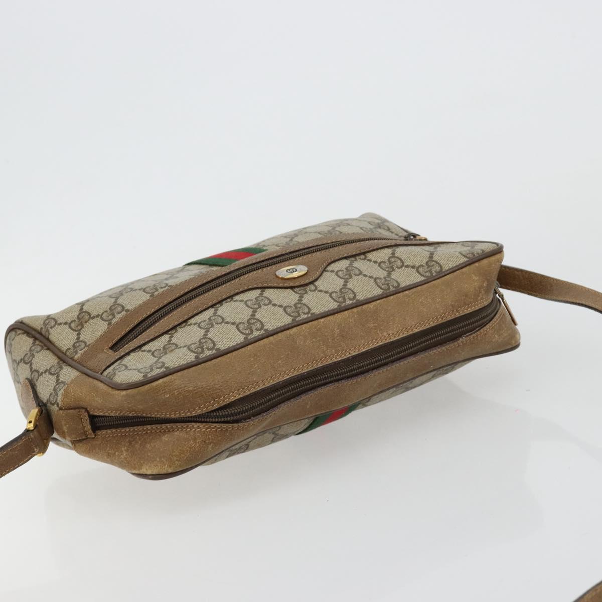 GUCCI GG Supreme Web Sherry Line Bag PVC Beige Gold 56 02 005 Auth BA13019