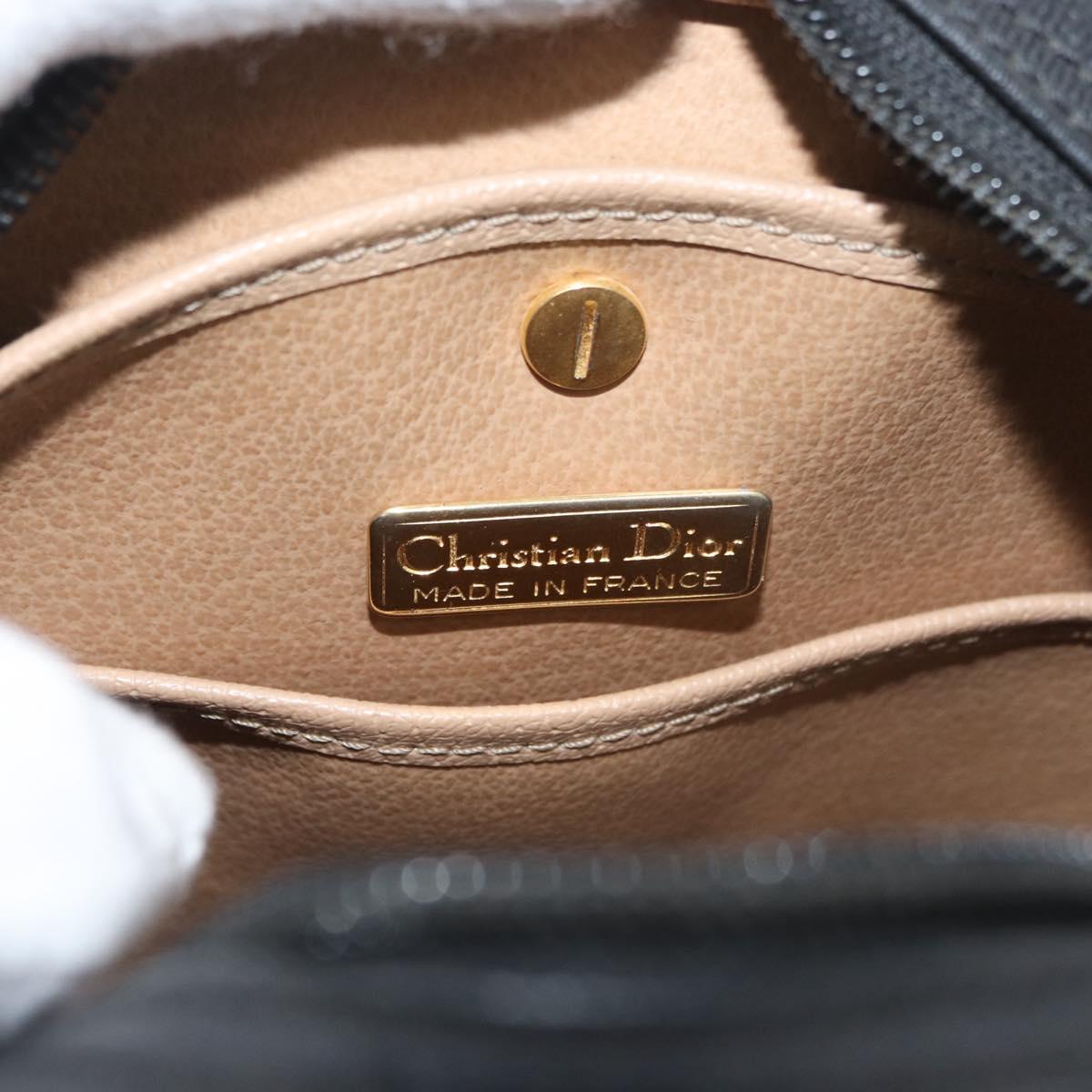 Christian Dior Trotter Canvas Shoulder Bag PVC Black Gold Auth BA13023