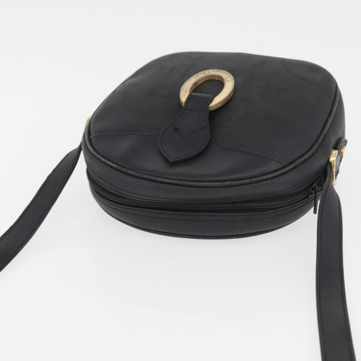 Christian Dior Trotter Canvas Shoulder Bag PVC Black Gold Auth BA13023