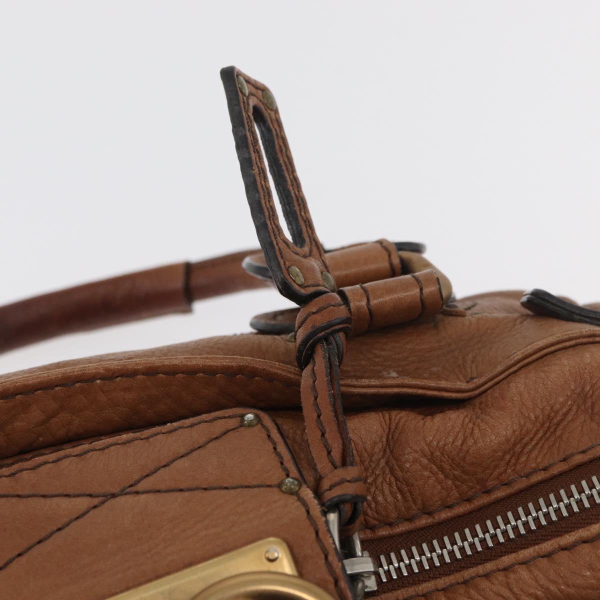 Chloe Paddington Hand Bag Leather Brown Gold Silver Auth BA13024M