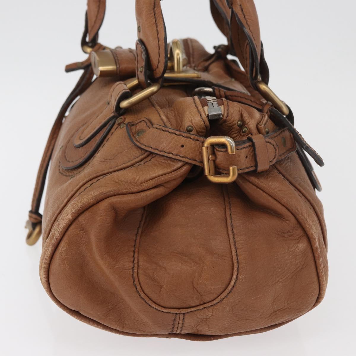 Chloe Paddington Hand Bag Leather Brown Gold Silver Auth BA13024M