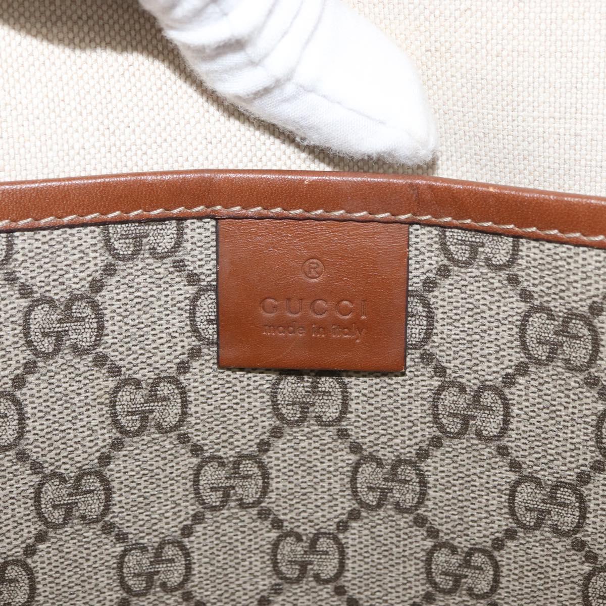 GUCCI GG Supreme Web Sherry Line Tote Bag PVC Beige Gold 211134 Auth BA13026