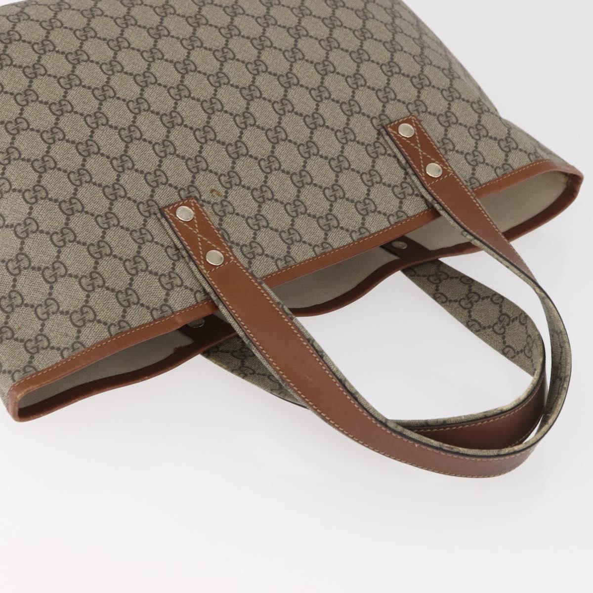 GUCCI GG Supreme Web Sherry Line Tote Bag PVC Beige Gold 211134 Auth BA13026