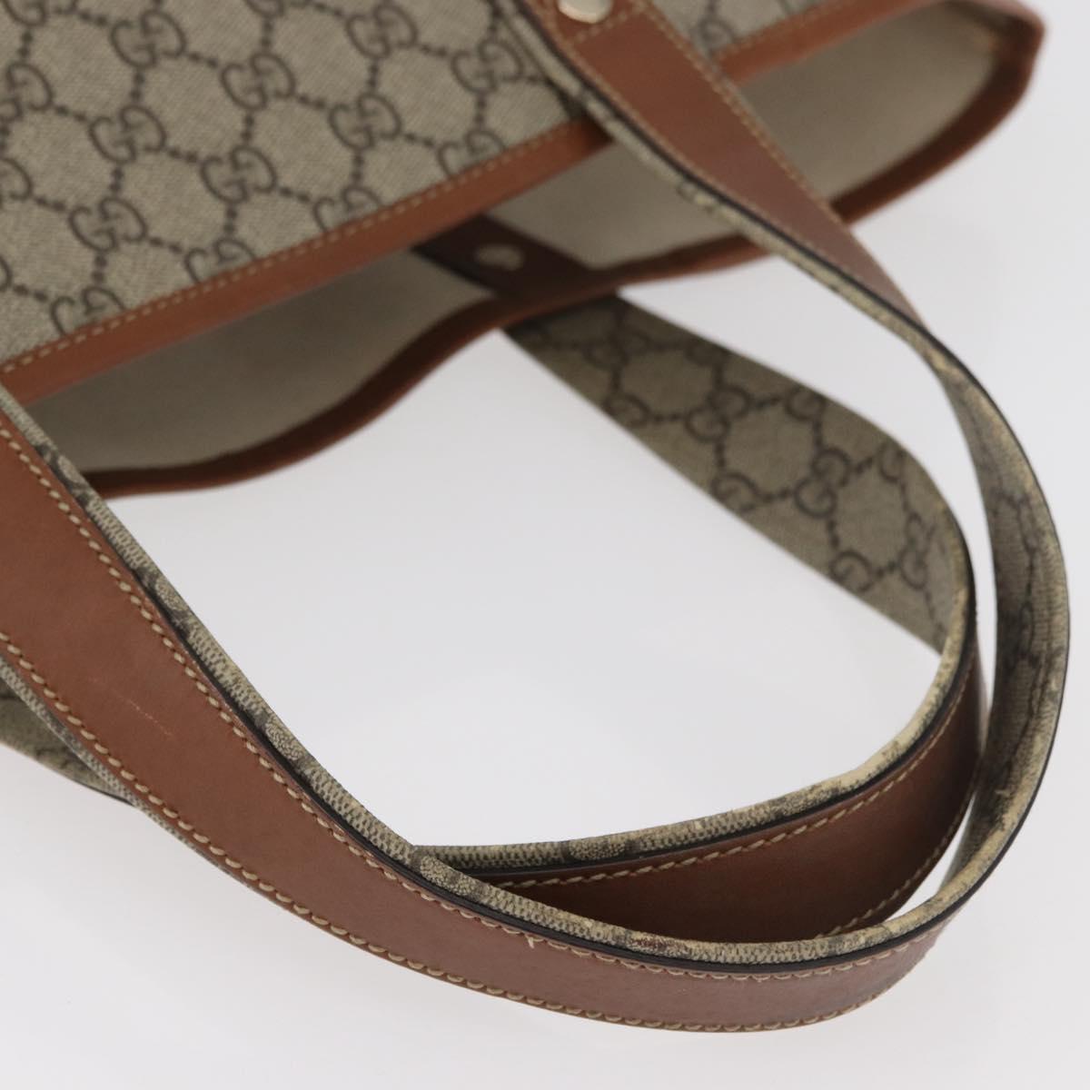GUCCI GG Supreme Web Sherry Line Tote Bag PVC Beige Gold 211134 Auth BA13026