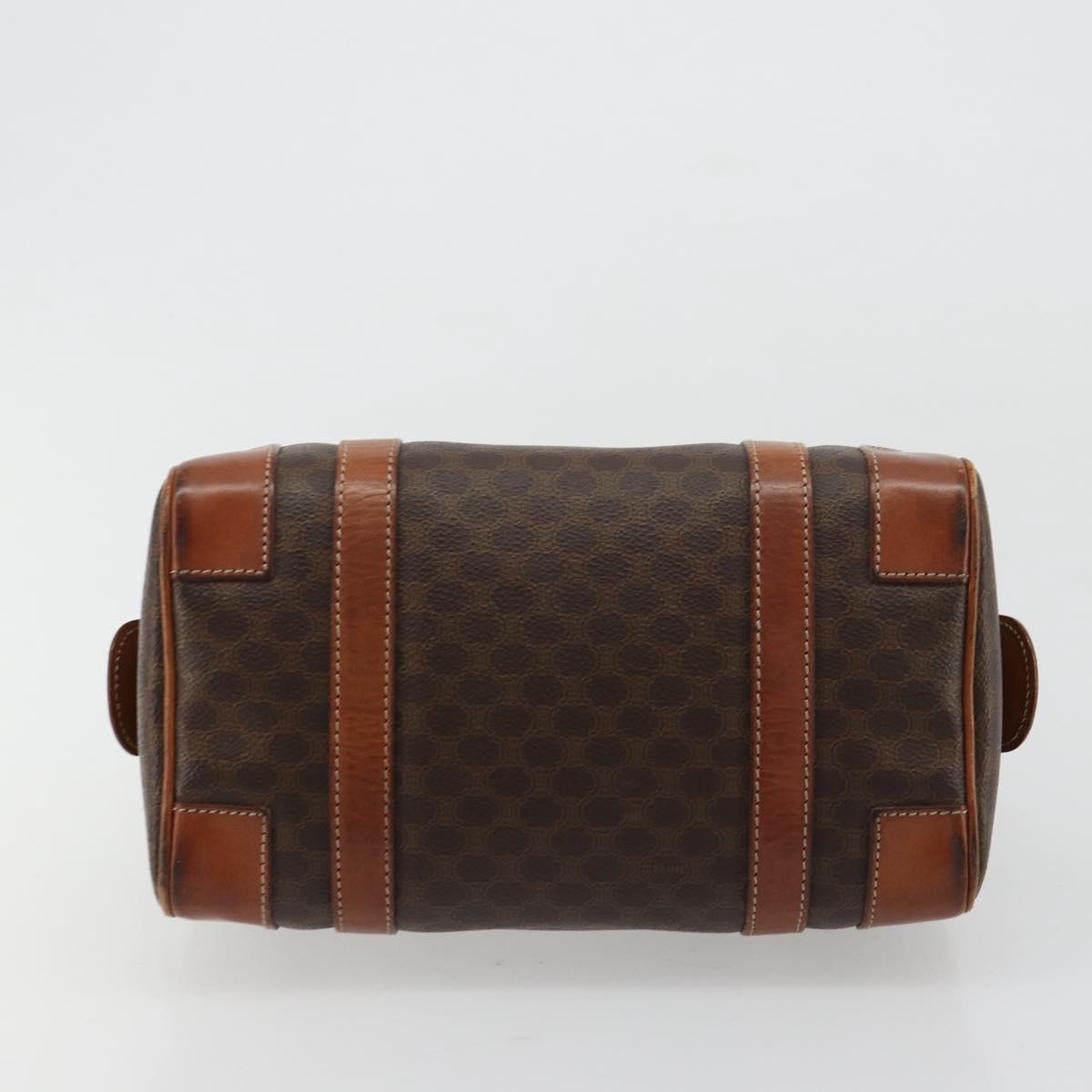 CELINE Macadam Canvas Boston Bag PVC Leather Brown Gold Auth BA13029