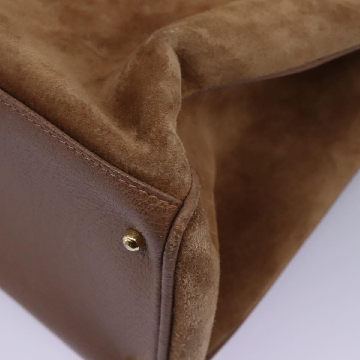 GUCCI Bamboo Hand Bag Suede Brown Gold 002 123 0322 Auth BA1303