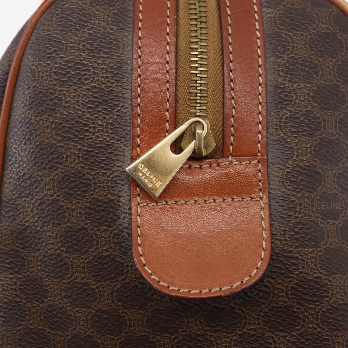 CELINE Macadam Canvas Boston Bag PVC Leather Brown Gold Auth BA13030
