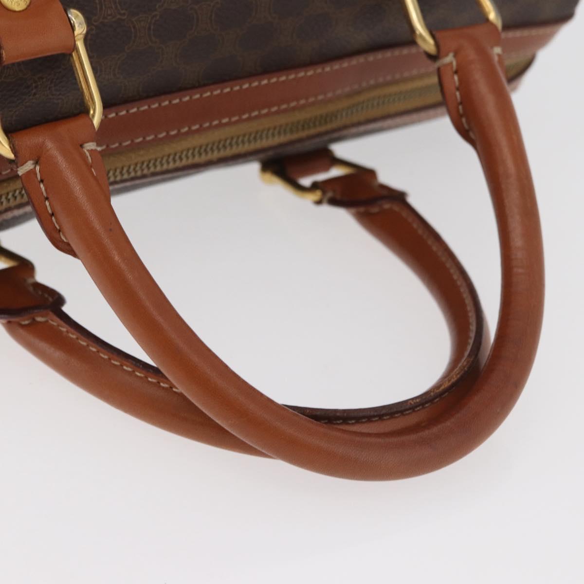 CELINE Macadam Canvas Boston Bag PVC Leather Brown Gold Auth BA13030