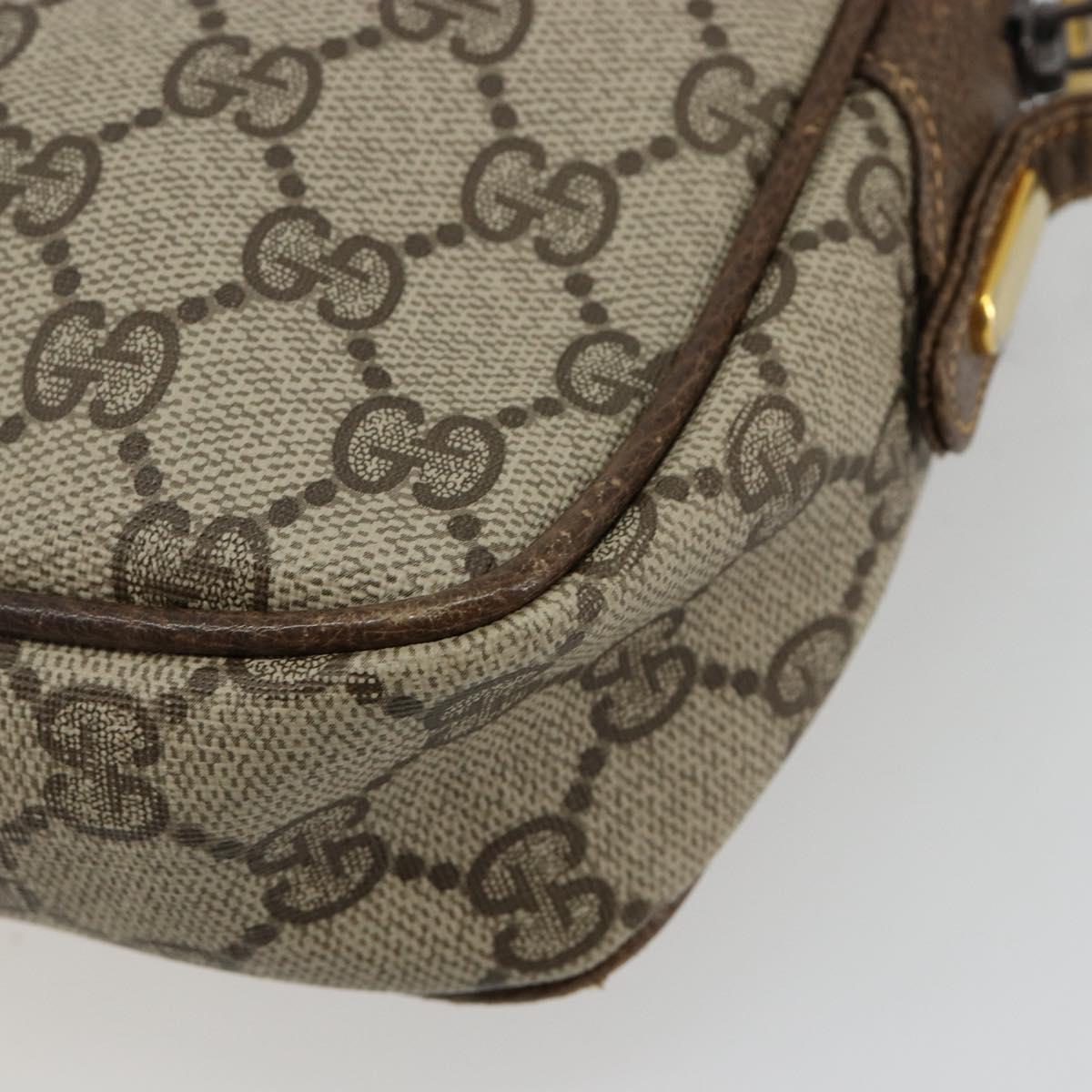 GUCCI GG Supreme Shoulder Bag PVC Beige Gold Auth BA13033