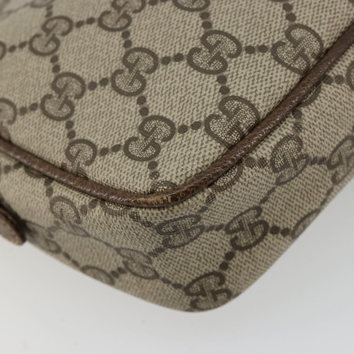 GUCCI GG Supreme Shoulder Bag PVC Beige Gold Auth BA13033