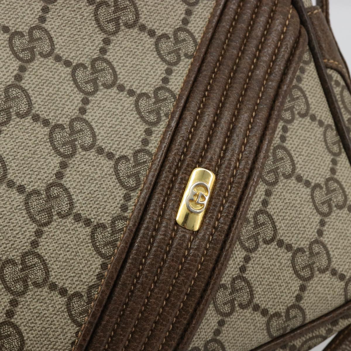 GUCCI GG Supreme Shoulder Bag PVC Beige Gold Auth BA13033