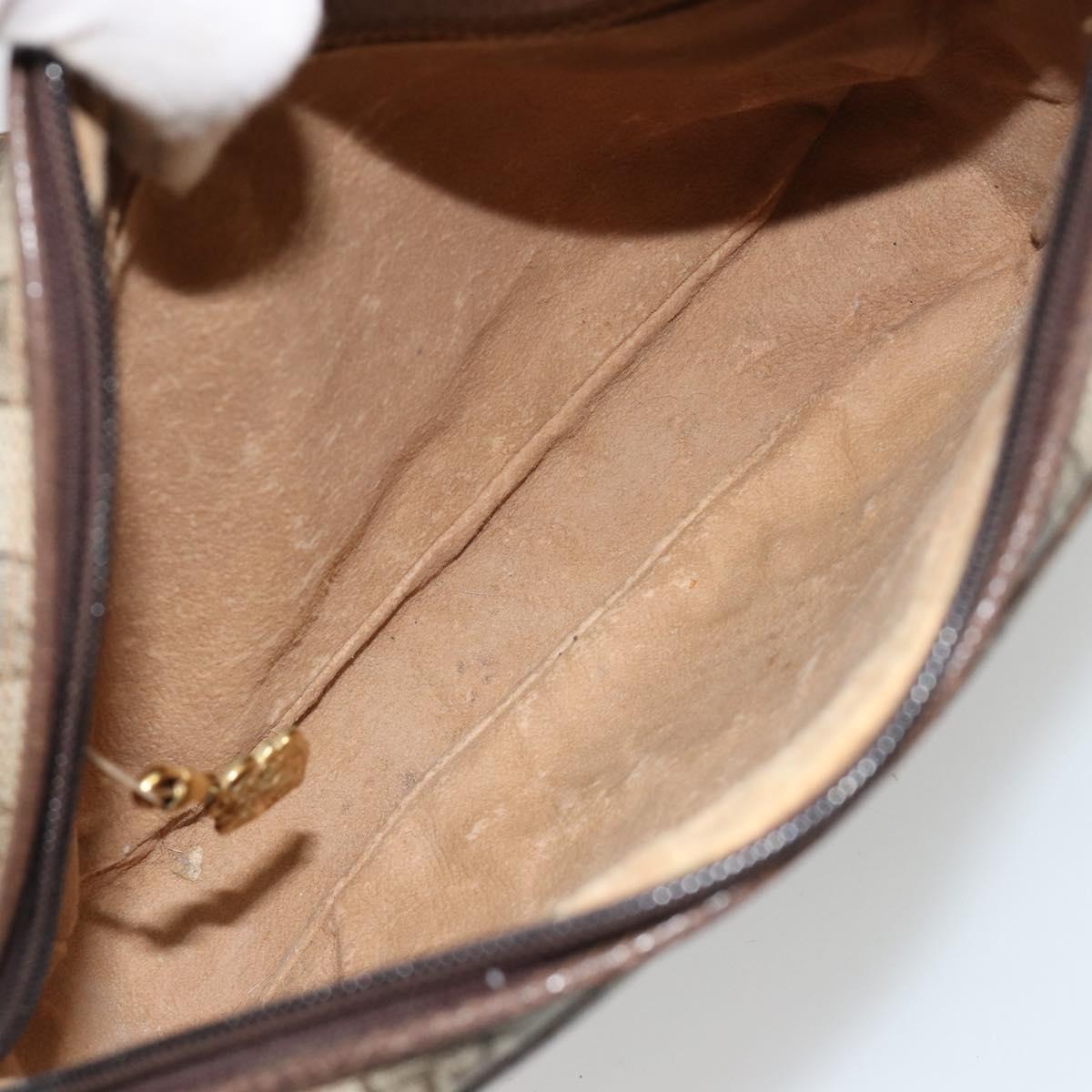 GUCCI GG Supreme Shoulder Bag PVC Beige Gold Auth BA13033
