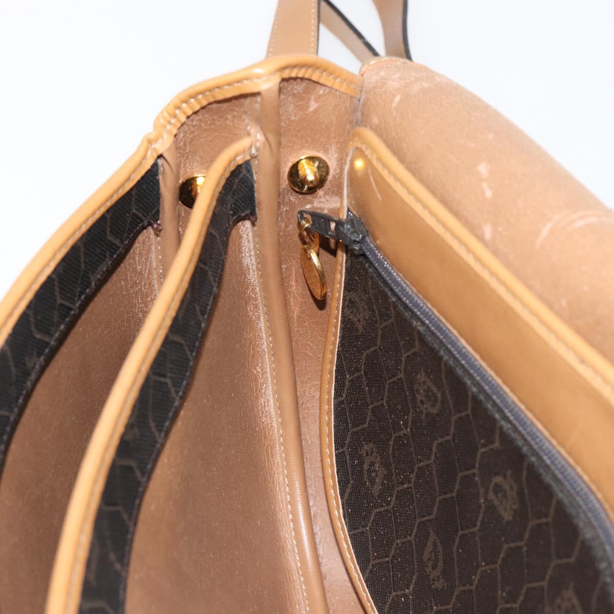 Christian Dior Honeycomb Canvas Shoulder Bag PVC Black Gold Auth BA13036