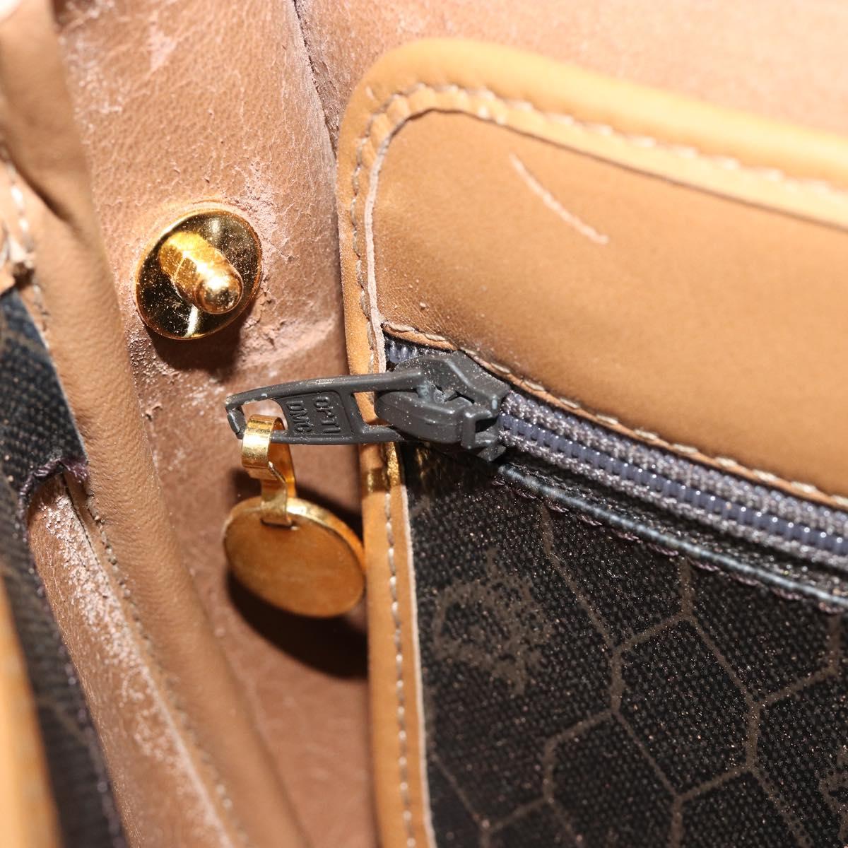 Christian Dior Honeycomb Canvas Shoulder Bag PVC Black Gold Auth BA13036