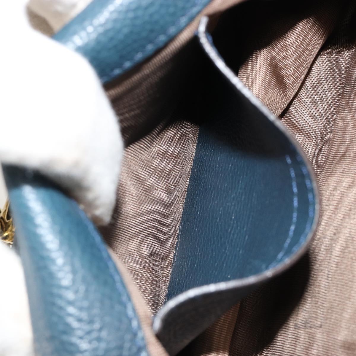 Chloe Chain Elsie Shoulder Bag Leather Navy Gold Auth BA13039A