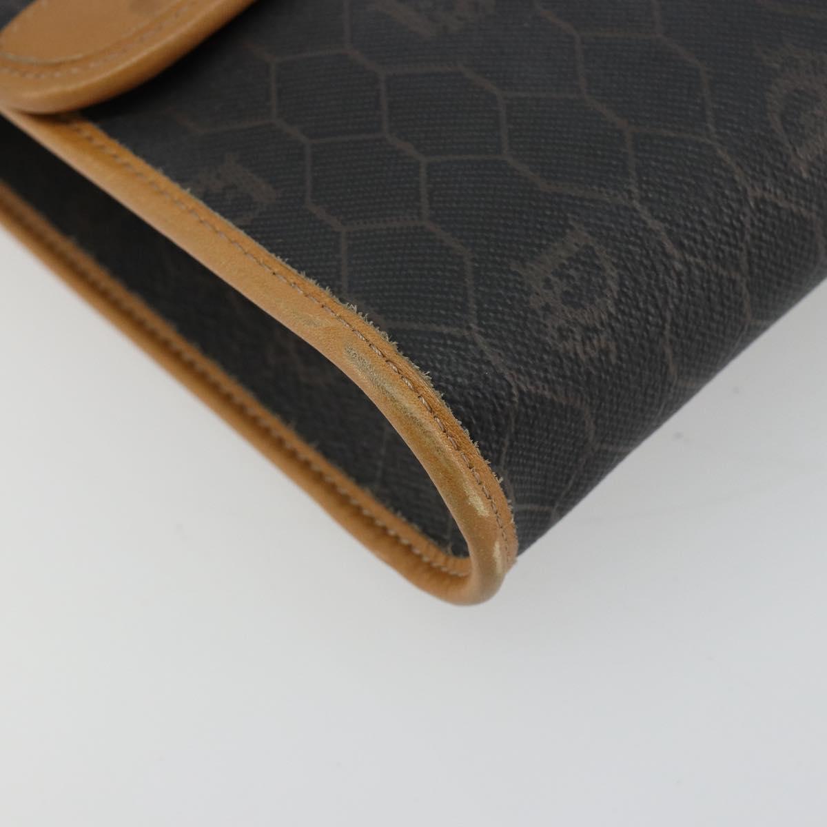Christian Dior Honeycomb Canvas Chain Shoulder Bag PVC Black Gold Auth BA13044
