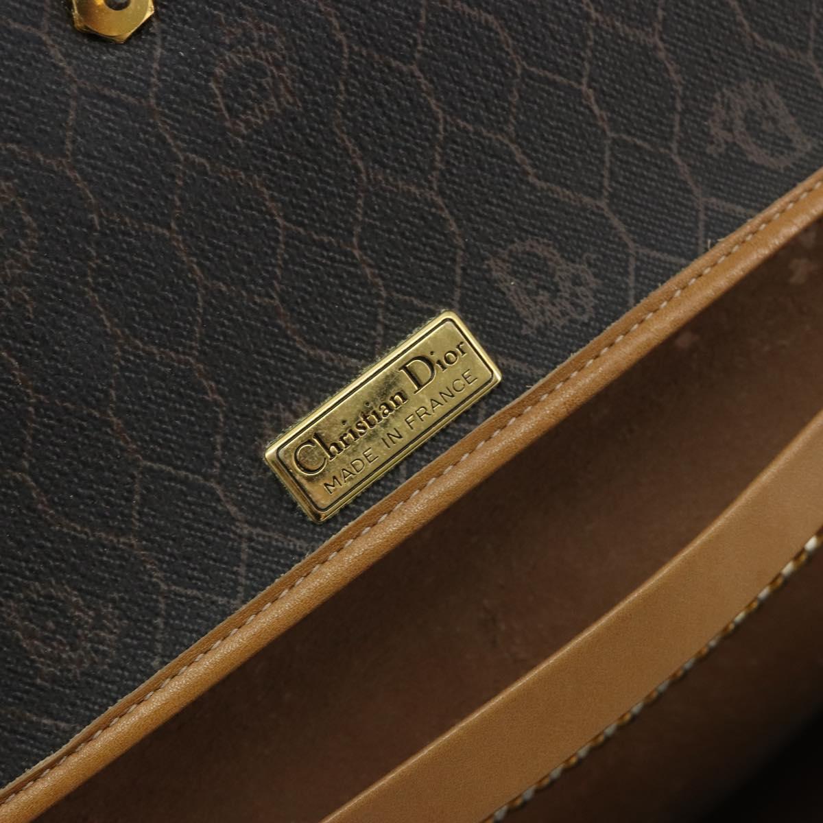 Christian Dior Honeycomb Canvas Chain Shoulder Bag PVC Black Gold Auth BA13044