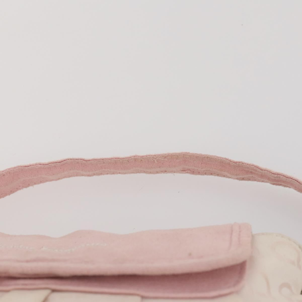 Salvatore Ferragamo Hand Bag Nylon Leather 2 Set White Pink Auth BA13059