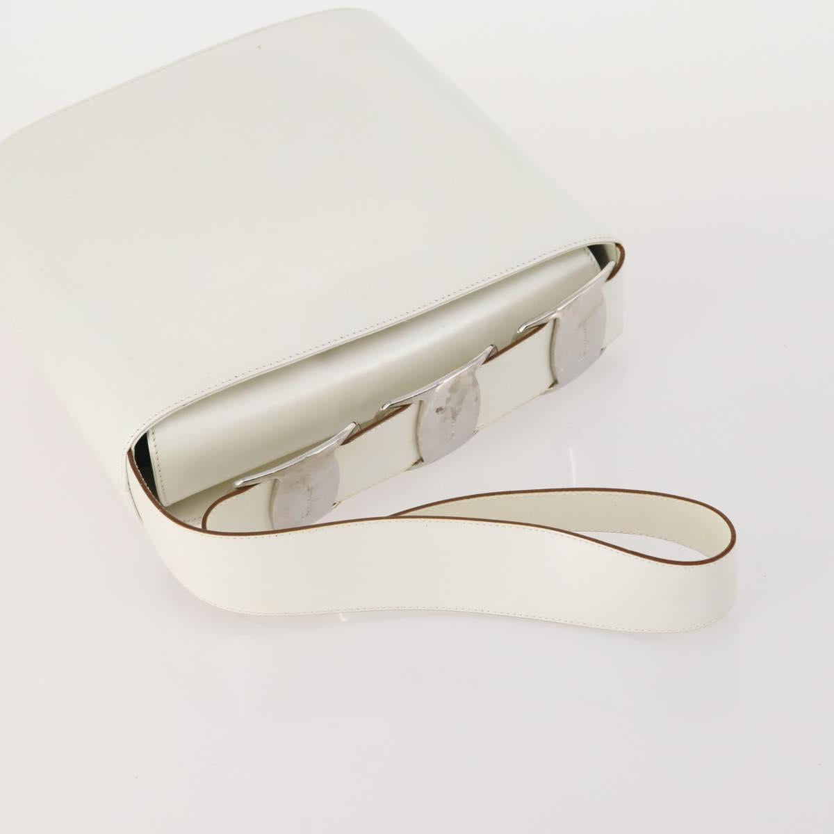 Salvatore Ferragamo Hand Bag Nylon Leather 2 Set White Pink Auth BA13059