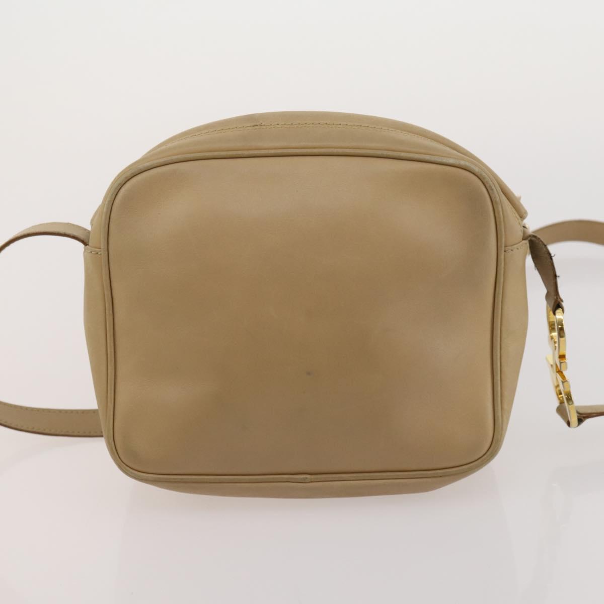 Salvatore Ferragamo Gancini Shoulder Bag Leather 2 Set White Beige Auth BA13060