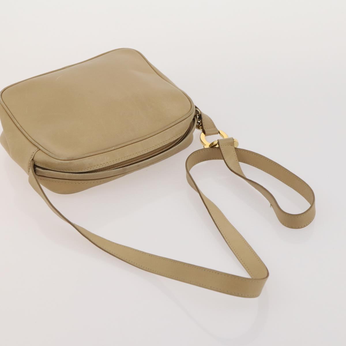 Salvatore Ferragamo Gancini Shoulder Bag Leather 2 Set White Beige Auth BA13060