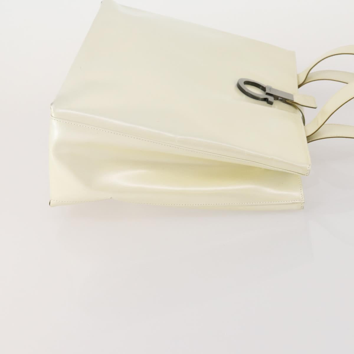 Salvatore Ferragamo Gancini Shoulder Bag Leather 2 Set White Beige Auth BA13060