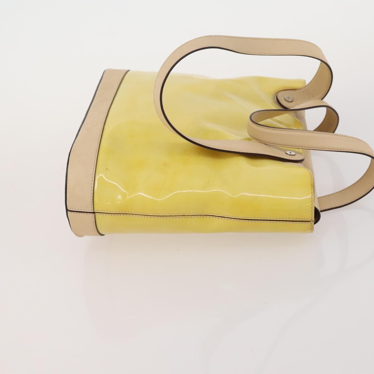 Salvatore Ferragamo Bag Nylon Leather Vinyl 3 Set Yellow Clear Auth BA13061