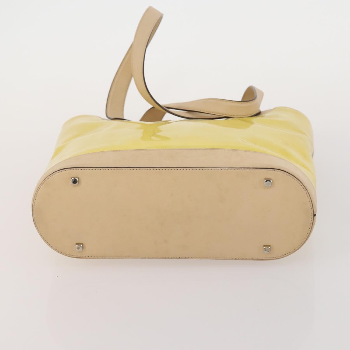 Salvatore Ferragamo Bag Nylon Leather Vinyl 3 Set Yellow Clear Auth BA13061