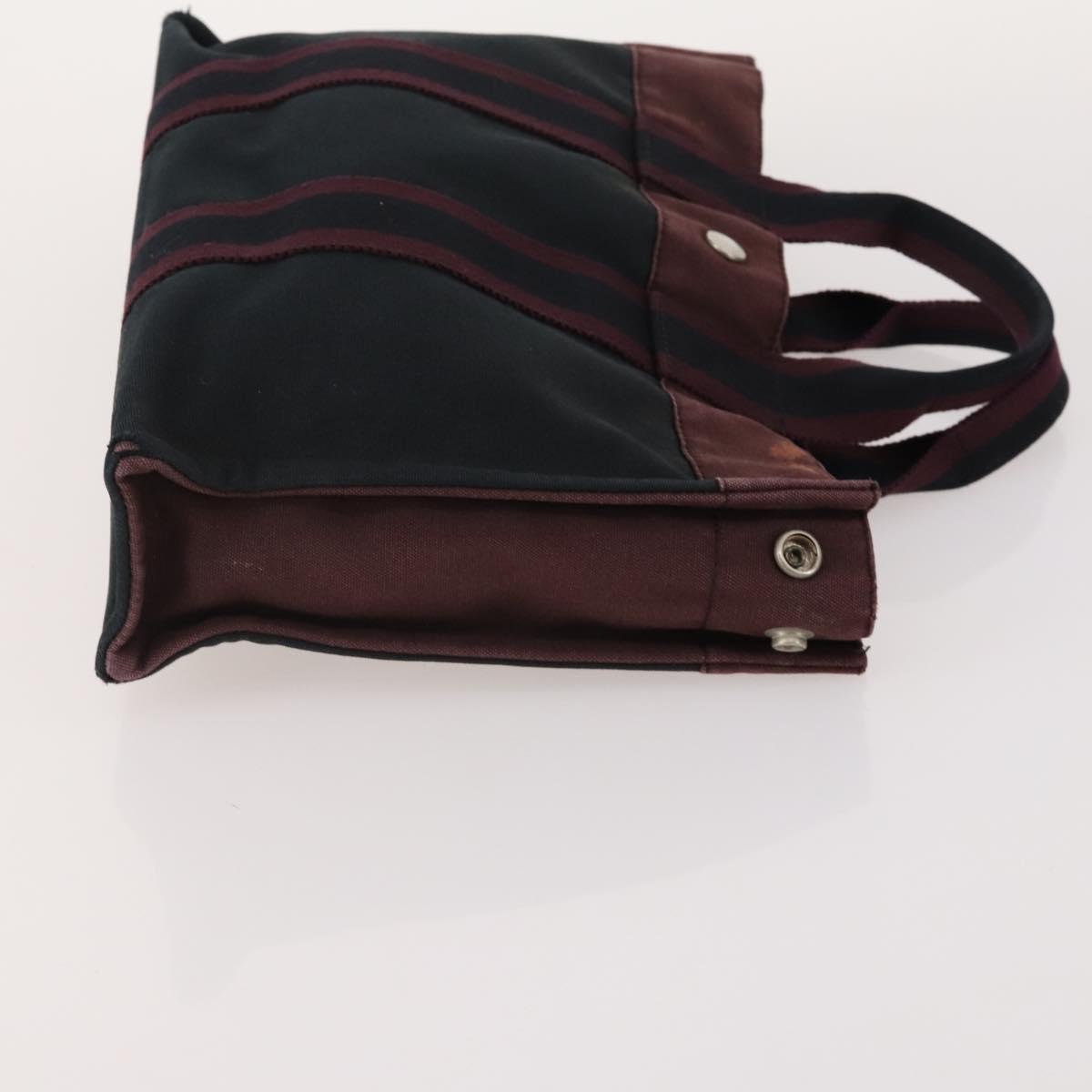 HERMES Her Line Hand Bag Canvas 4 Set Red Black Auth BA13063