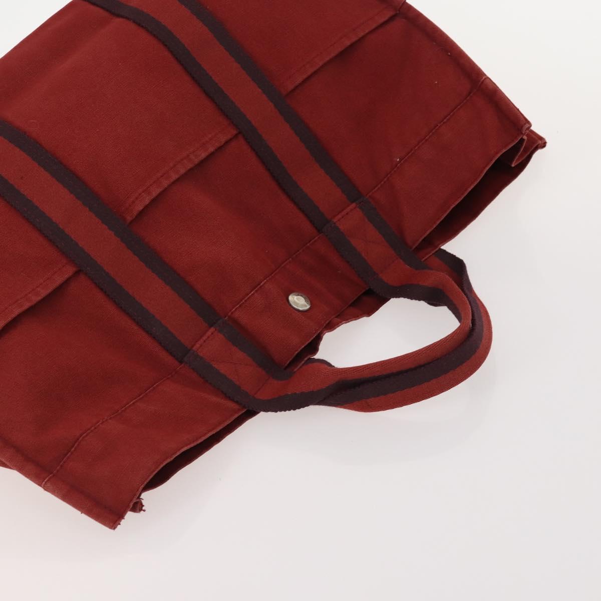 HERMES Her Line Hand Bag Canvas 4 Set Red Black Auth BA13063