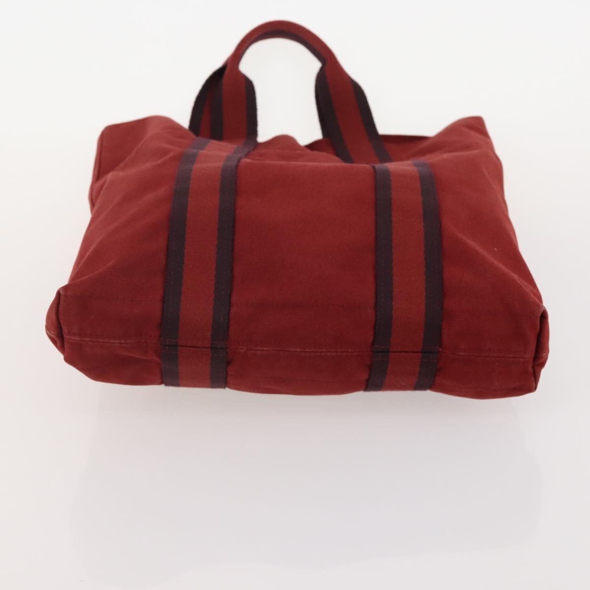 HERMES Her Line Hand Bag Canvas 4 Set Red Black Auth BA13063