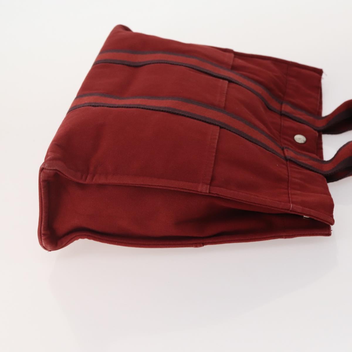 HERMES Her Line Hand Bag Canvas 4 Set Red Black Auth BA13063